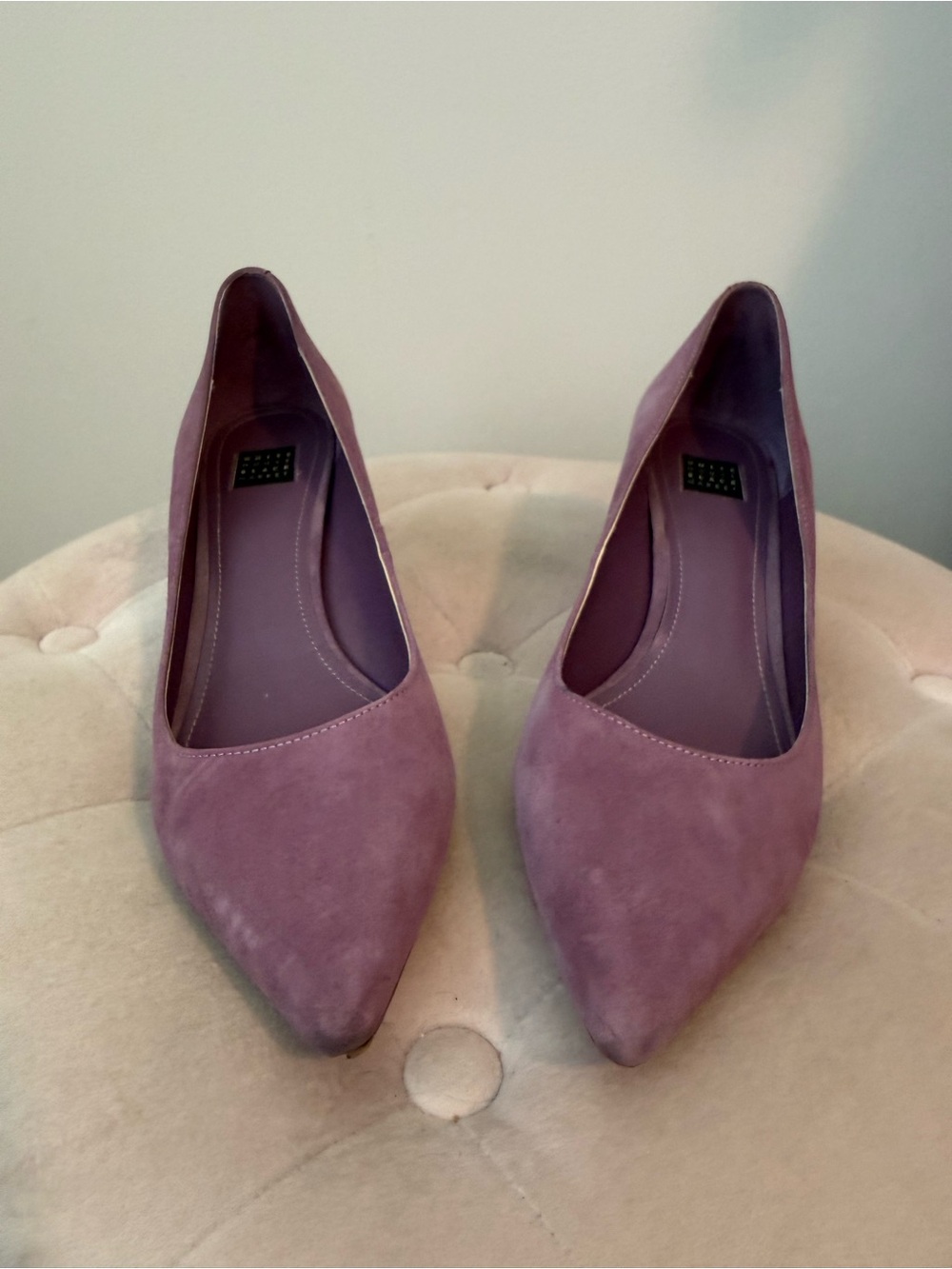 White House Black Market Lavender Suede Pointed-Toe Pumps